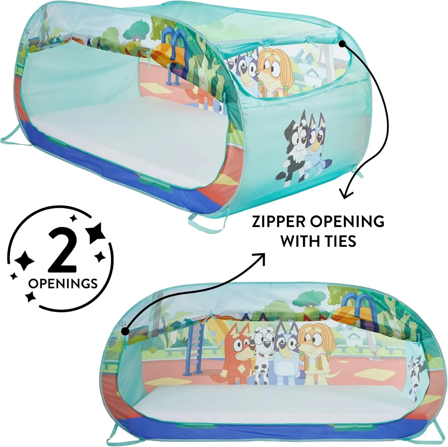 Bluey 2 in 1 Kids Pop Up Play Tent and Twin Bed Tent for Pretend and Imaginative Play