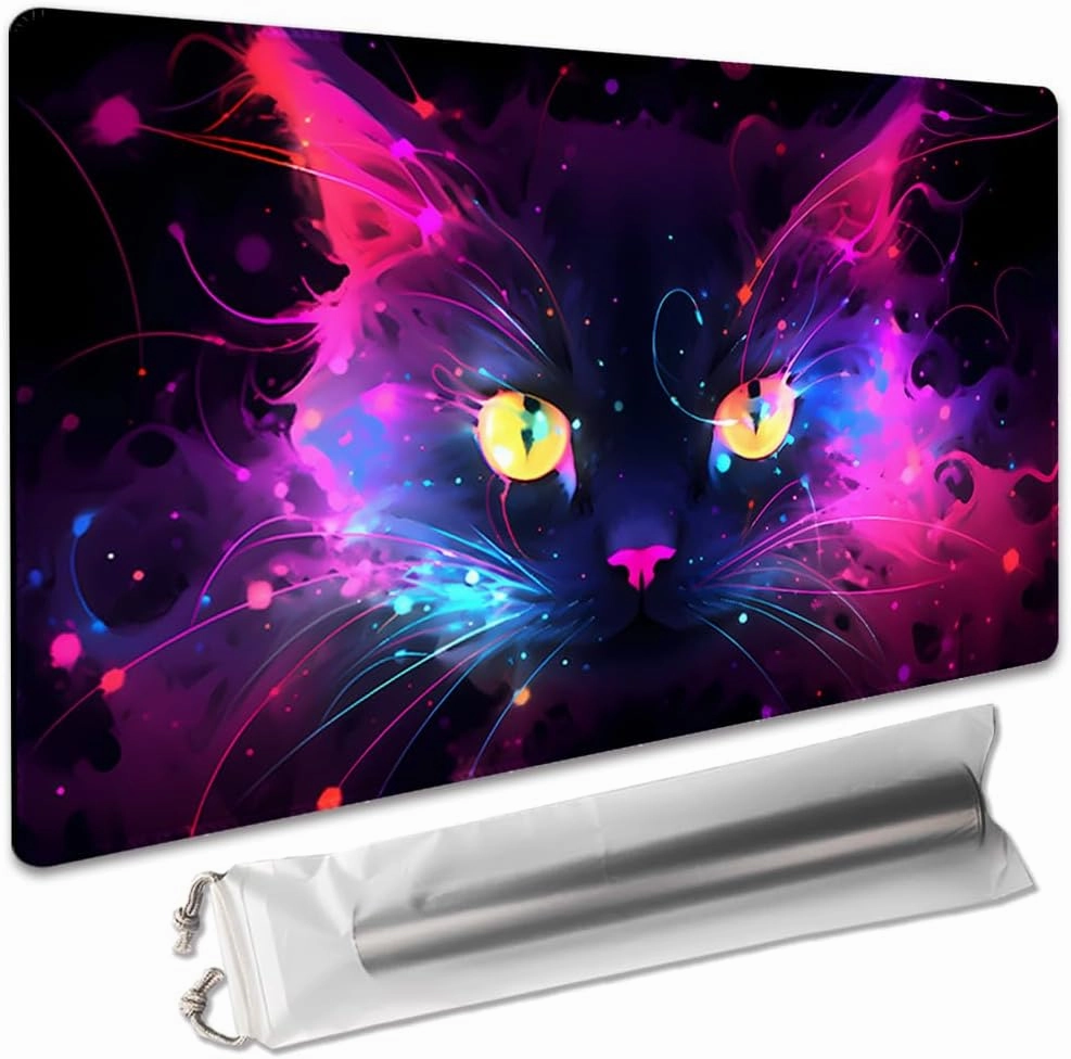 Board Game 14x24in MTG Playmat Compatible for OCG CCG RPG TCG Playmats (Colorful Cat 2)