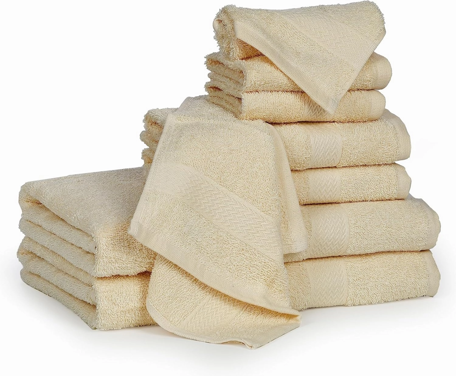 BolBom*S 8 Piece Towel Set- Ultra Soft 100% Pure Cotton 2 Large Bath Towels 28x56, 2 Hand Towels for Bathroom 16x26, 4 Wash Cloths 12x12, Bath Towels Ideal for Everyday Use, Hotel & Spa-Beige