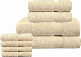 BolBom*S 8 Piece Towel Set- Ultra Soft 100% Pure Cotton 2 Large Bath Towels 28x56, 2 Hand Towels for Bathroom 16x26, 4 Wash Cloths 12x12, Bath Towels Ideal for Everyday Use, Hotel & Spa-Beige