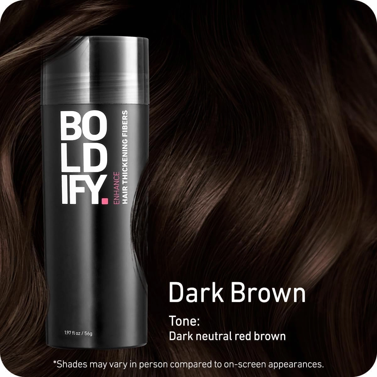 BOLDIFY Hair Fibers (2 x 56g) - Fill In Thinning and Fine Hair for an Instantly Fuller, Thicker Look - 14 Shades for Women & Men - Dark Brown