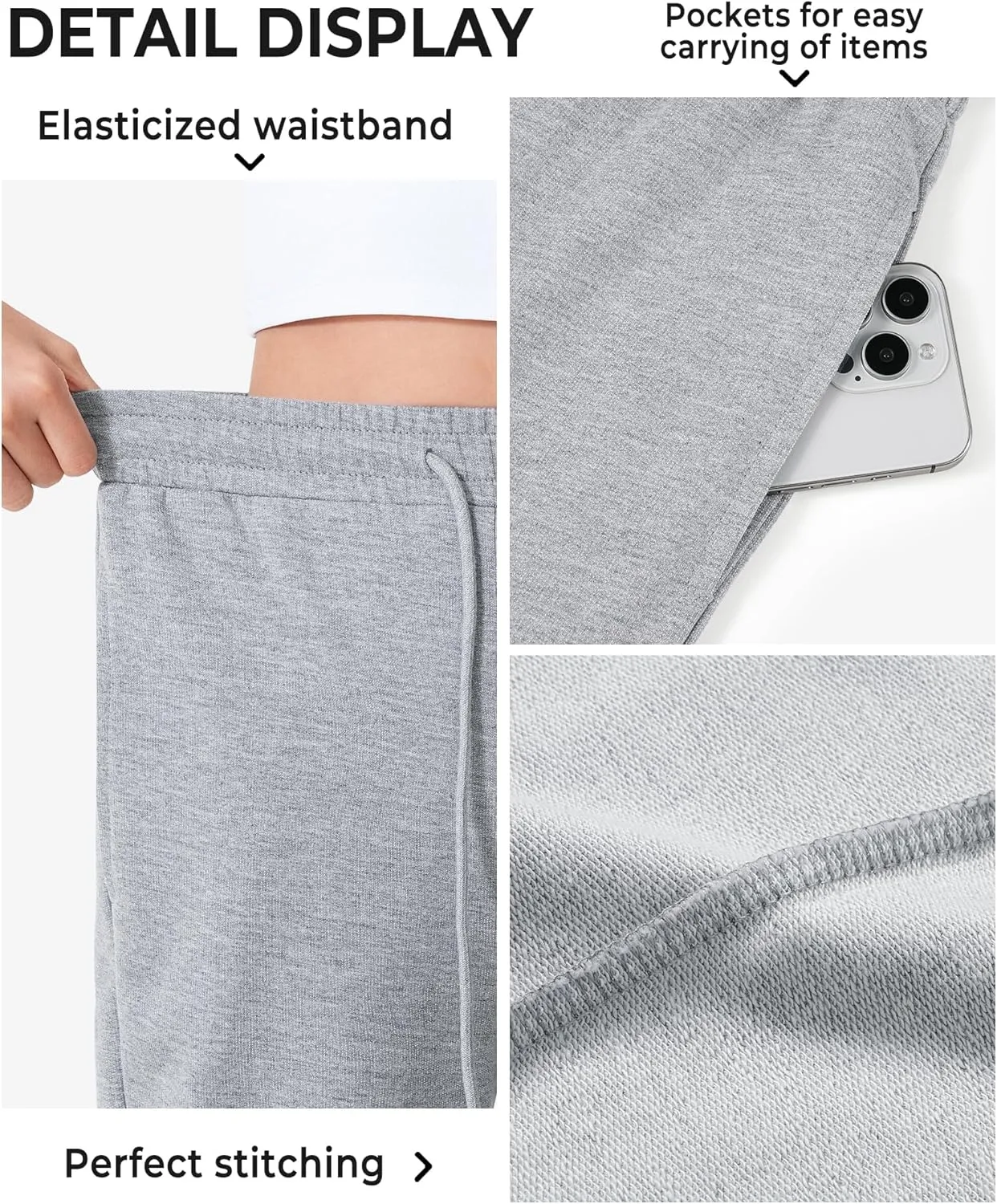 BOOPH Girls Sweatpants Kids Cotton Drawstring Joggers Athletic Pants with Pockets for Teen Girls