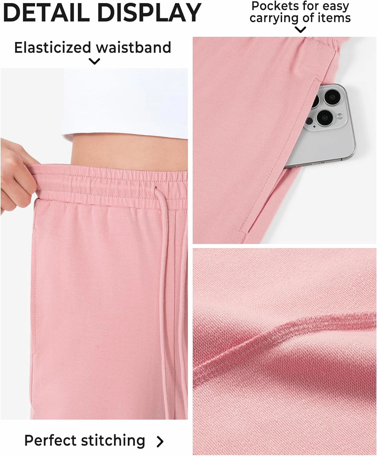 BOOPH Girls Sweatpants Kids Cotton Drawstring Joggers Athletic Pants with Pockets for Teen Girls