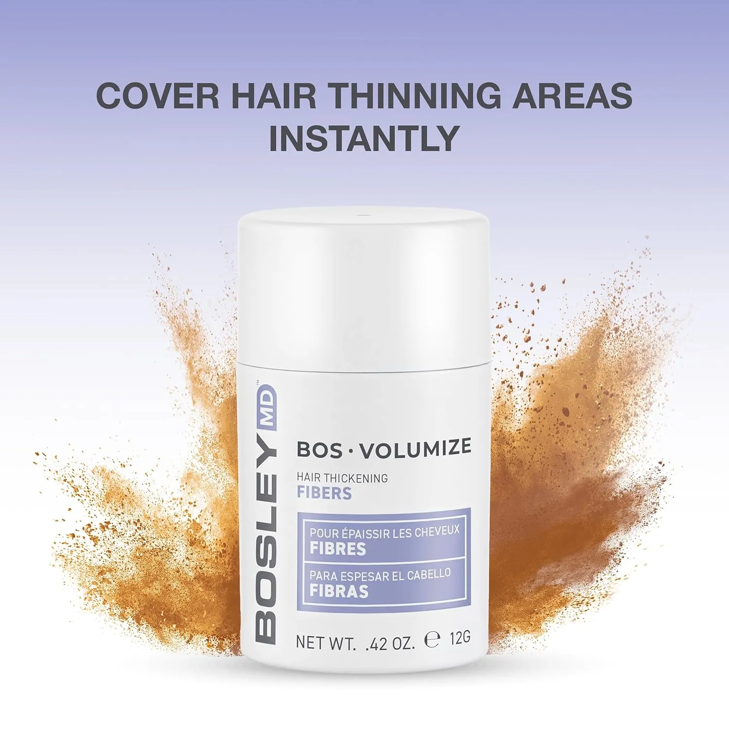 BosleyMD BosVolumize Hair Thickening Fibers, Hair Building Formula with Natural Keratin for Thinning Hair or Bald Spots, Hair Loss Concealer Men and Women, 4 Colors