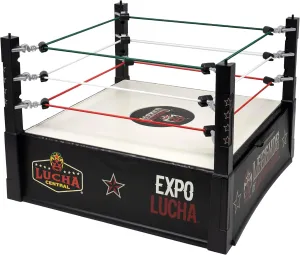 Boss Fight Legends of Lucha Libre Ring for Collectible Action Figures – Wrestling Match Playset with Built-in Storage Drawer, Elastic Ropes, Ring Post Foot Pegs for Authentic Action Display – 1:12