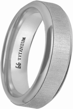 Boston Bay Diamonds Silver Titanium Unisex Comfort Fit Mens Wedding Band or Fashion Ring - 6mm & 7mm -Choice of Style
