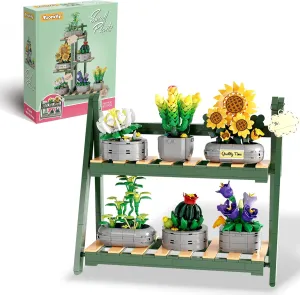 Botanicals Plants Building Set, Bonsai Succulents Building Toys with Adjustable Display Rack, Flowers Collection Sets for Office Home Decor, Creative Gift for Adults and Kids - 873 PCS
