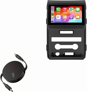 BoxWave Cable Compatible with Eonon FDF1X6 Ford F150 Car Stereo with Wireless CarPlay & Android Auto (9 in) - PD miniSync (240W), Retractable PD 240W Portable USB Type-C Cable - Jet Black