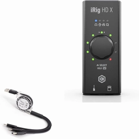BoxWave Cable Compatible with IK Multimedia iRig HD X - AllCharge miniSync, Retractable, Portable USB Cable - Jet Black