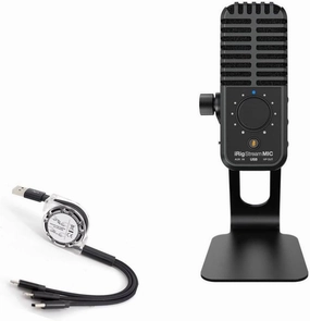 BoxWave Cable Compatible with IK Multimedia iRig Stream Mic USB - AllCharge miniSync, Retractable, Portable USB Cable - Jet Black