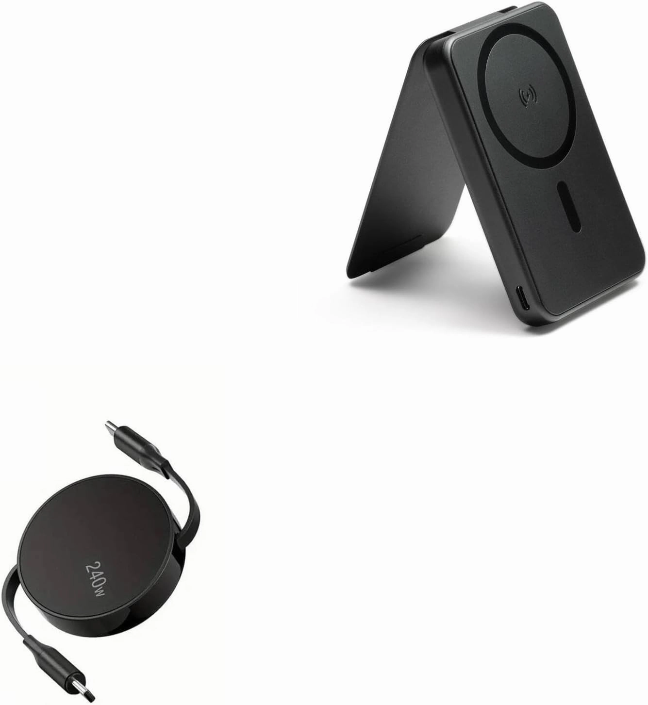 BoxWave Cable Compatible with Mophie Snap  Juice Pack Mini Stand - PD miniSync (240W), Retractable PD 240W Portable USB Type-C Cable - Jet Black
