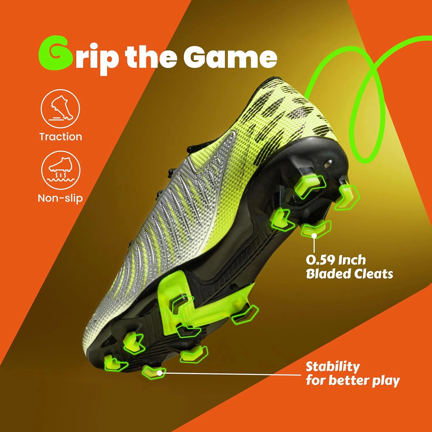 Boys Girls Soccer Cleats Athletic Outdoor Football Shoes Training Lightweight Unisex-Child Youth Futsal Indoor Turf Firm Artificial Ground Flexible Durable Comfortable Leadoff Traction Breathable