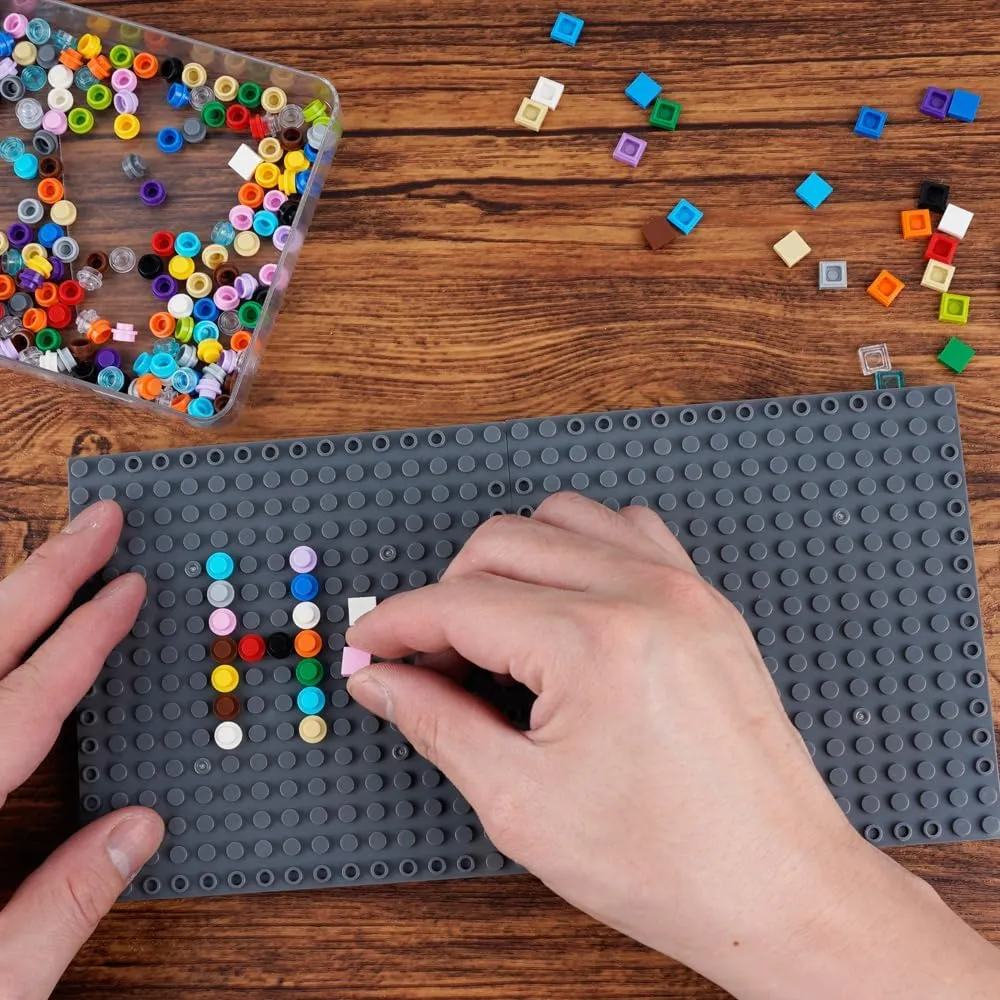 Brick 16x16 Plate 1/3 with Holes,Pins Suppor Pillar Accessories,Classic Building Block Bulk Parts and Pieces Sets - Compatible with 65803(Dark Gray)