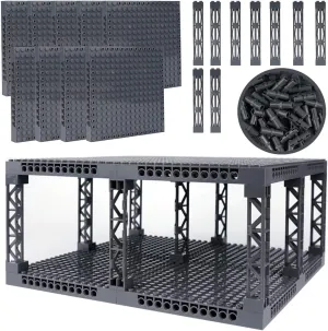 Brick 16x16 Plate 1/3 with Holes,Pins Suppor Pillar Accessories,Classic Building Block Bulk Parts and Pieces Sets - Compatible with 65803(Dark Gray)
