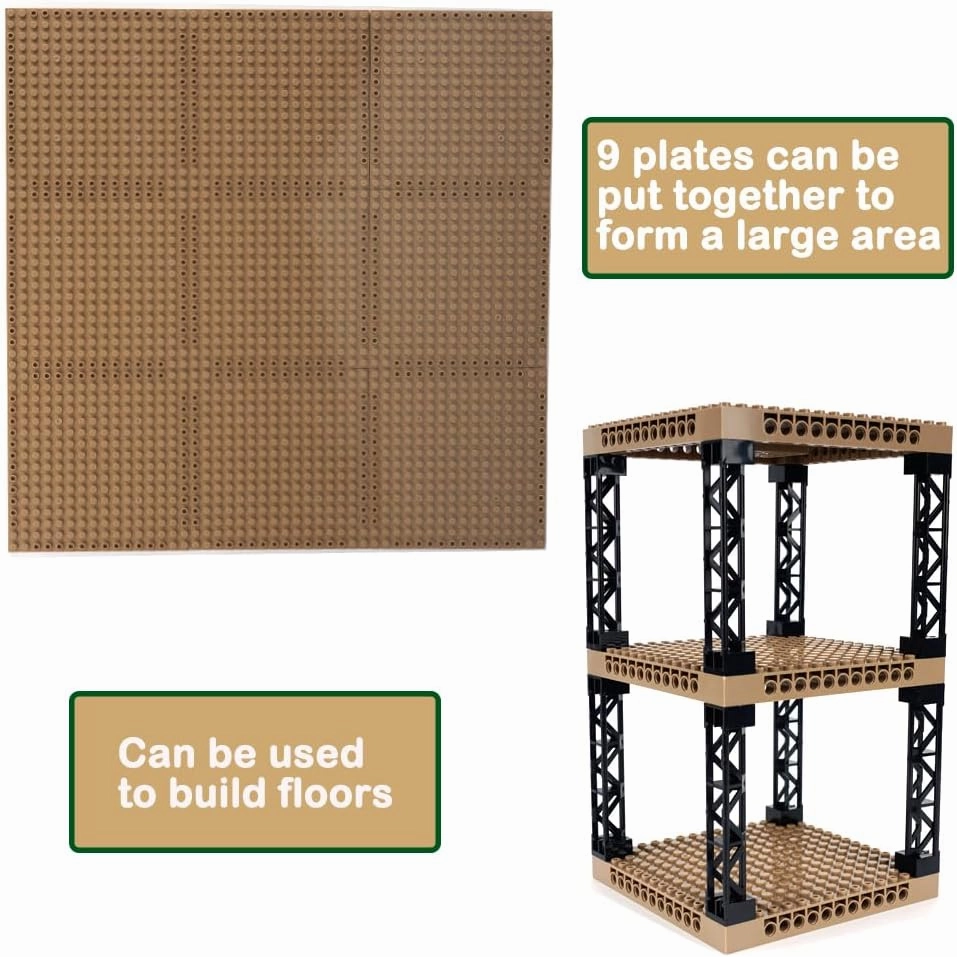 Brick 16x16 Plate 1/3 with Holes,Pixel Art Painting Base Pins Suppor Pillar Accessories Pack, Classic Building Block Bulk Parts and Pieces Sets,Compatible with 65803(Beige)
