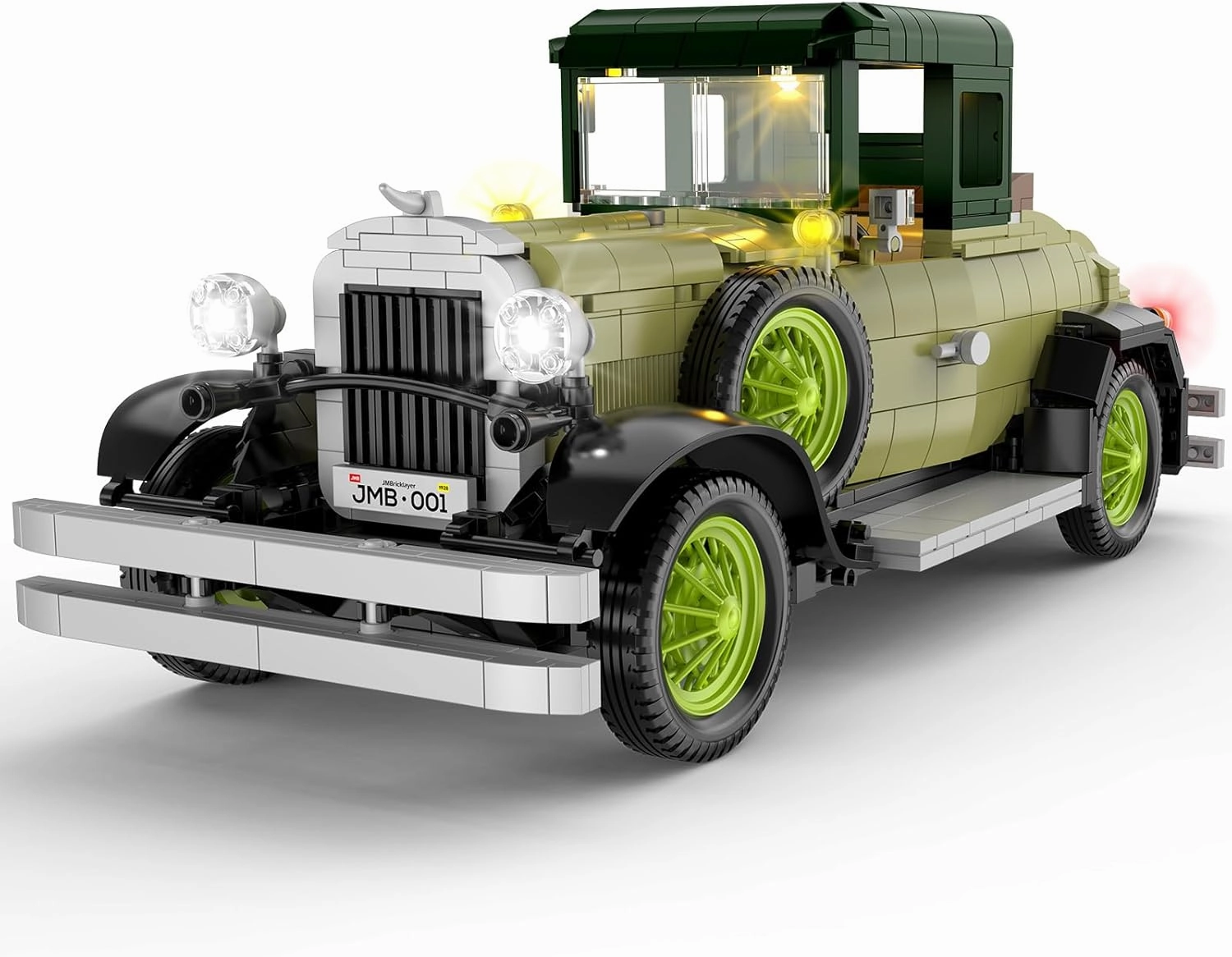 Brihappen Vintage Classic Car Model Building Set with Light for Adults Boys Girls (1297 PCS), Antique Cars Model Home Office Collection, Retro Classic Car Building Toy, Gifts for Building Blocks Lover
