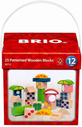 BRIO 25 Patterned Wooden Blocks - Educational Learning Toys for Toddlers Age 12 Months Up (Kids 1 Year Old)