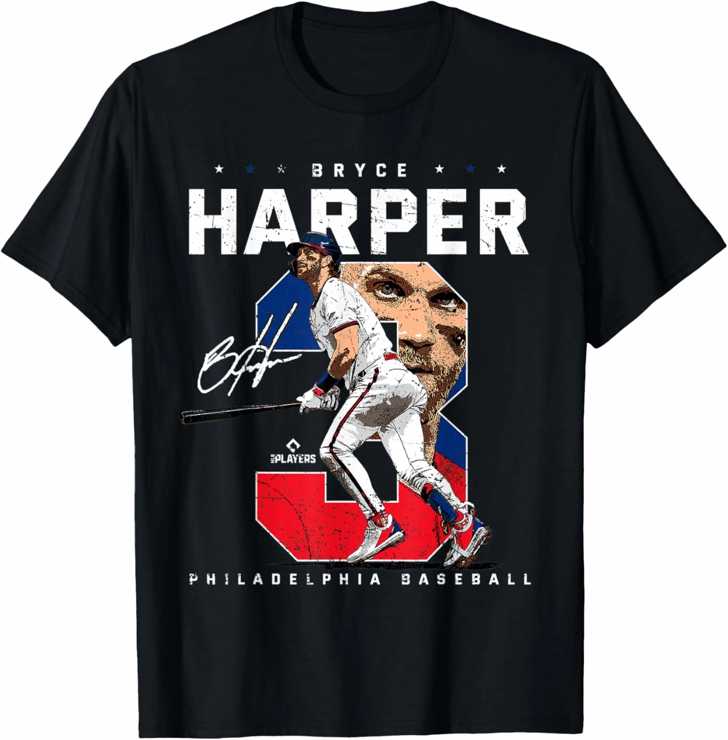 Bryce Harper Number Portrait Bam Bam Pennsylvania MLBPA T-Shirt