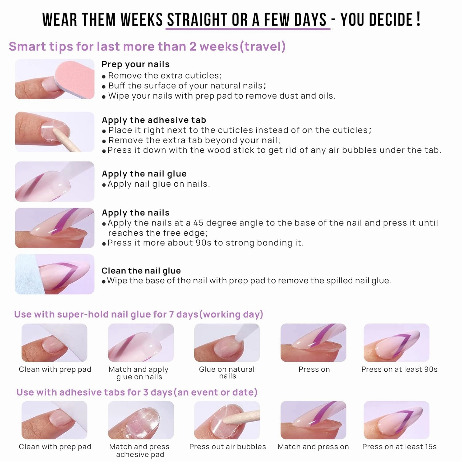 BTArtbox Press On Nails Short - Cat Eye French Tip Press On Nails Coffin, Light Weight & Fit Perfectly Nail Tips, Natural Fake Nail with Glue, Glue On Nails in 16 Sizes - 30 Nail Kit, Milky Way