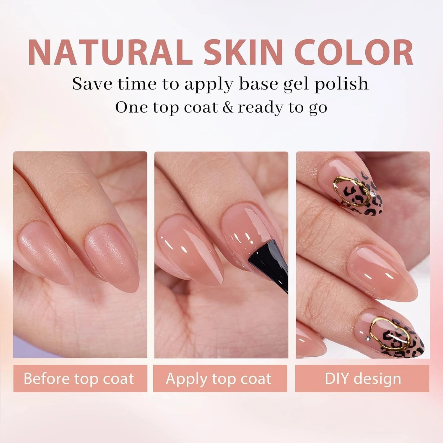 BTArtbox Short Almond Nail Tips - Soft Gel Nail Kit with Tip Primer Base, 160 pcs Brown Pre-colored Fake Nails with Gel Nail Glue and Top Coat Nail Extension Kit for Women's Gift