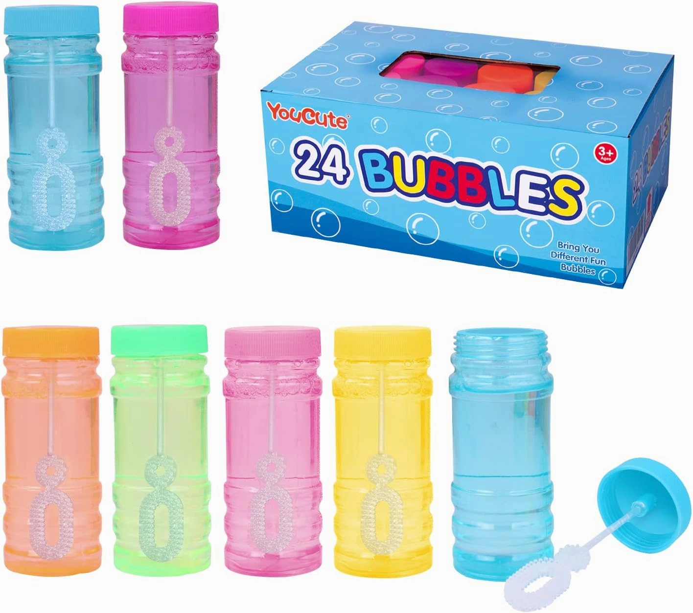 Bubbles 24 Pack Party Favor for Kids Bulk Bubble Solution Blowing Wand 2 Dozen Party Supplies Outdoor Toys Wedding Party Christmas Celebration Birthday Fun Gift