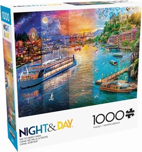 Buffalo Games - Angelo Bonito - Day to Night Canal - 1000 Piece Jigsaw Puzzle for Adults -Challenging Puzzle Perfect for Game Nights - Finished Size is 26.75 x 19.75