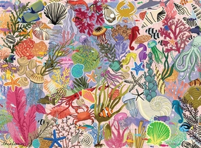 Buffalo Games - Bonjour - Thea Leaney - Sea Life Stickers - 1000 Piece Jigsaw Puzzle for Adults -Challenging Puzzle Perfect for Game Nights - Finished Size is 26.75 x 19.75