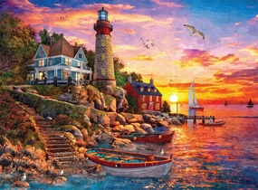 Buffalo Games - Dominic Davison - Sunset at Lighthouse Bay - 1000 Piece Jigsaw Puzzle for Adults -Challenging Puzzle Perfect for Game Nights - Finished Size is 26.75 x 19.75