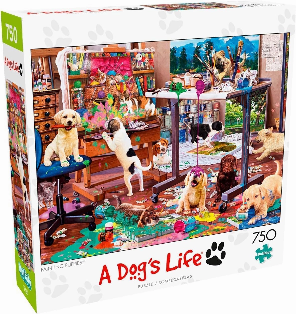 Buffalo Games - Steve Read - Painting Puppies - 750 Piece Jigsaw Puzzle for Adults -Challenging Puzzle Perfect for Game Nights - Finished Size is 24.00 x 18.00