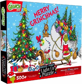 Buffalo Games - The Grinch - Dr. Seuss - Merry Grinchmas - Holiday Magic - Light Up Puzzle - 500 Piece Jigsaw Puzzle
