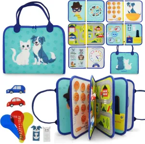 Busy Board Book for Toddlers 1-3 Year Olds Montessori- Interactive Sensory Toys with Numbers, Colors & Emotions - Educational Activity Book with Velcro Games & Puzzles - Birthday Party