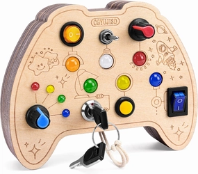 Busy Board with LED Light, Switch Board Toys for Toddlers 1-3, Montessori Sensory Travel Toys