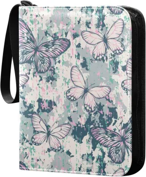 Butterflies-paint-texture Trading Card Protectors Holder Collectible Album for Sports Card Collection Storage 400 pockets Game Card Binder