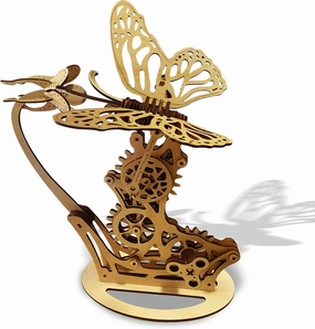 Butterfly Wooden 3D Puzzles Mechanical Butterfly，Mechanical Butterfly 3D Wooden Puzzle Mechanical Model Self Craft Deco Education Gift