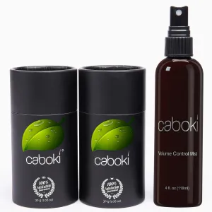 CABOKI VALUE PACK 1, 2x30G Hair Building Fibers Plus Hair Fiber Spray. 180-Day supply, Black