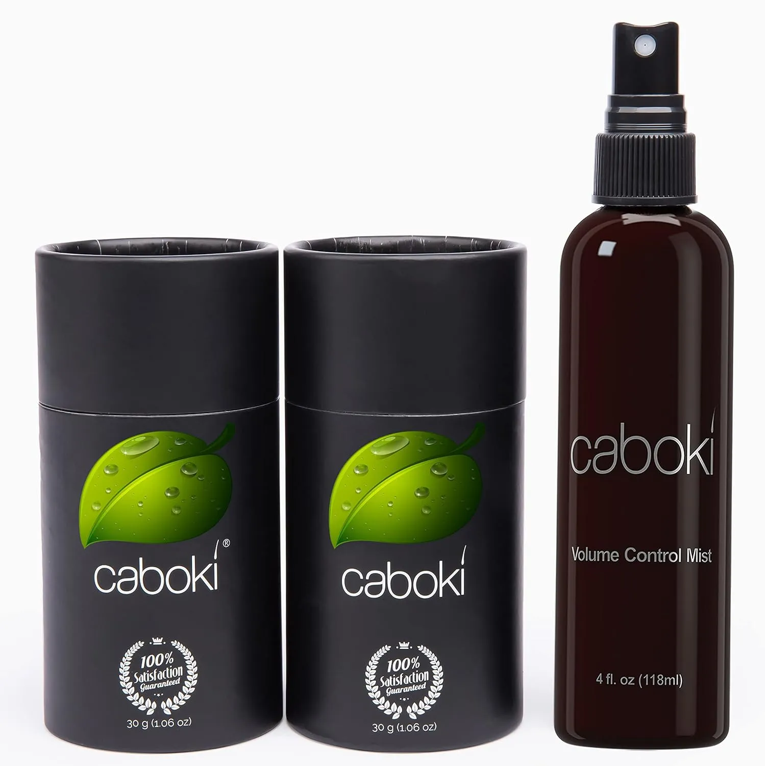 CABOKI VALUE PACK 1, 2x30G Hair Building Fibers Plus Hair Fiber Spray. 180-Day supply, Black