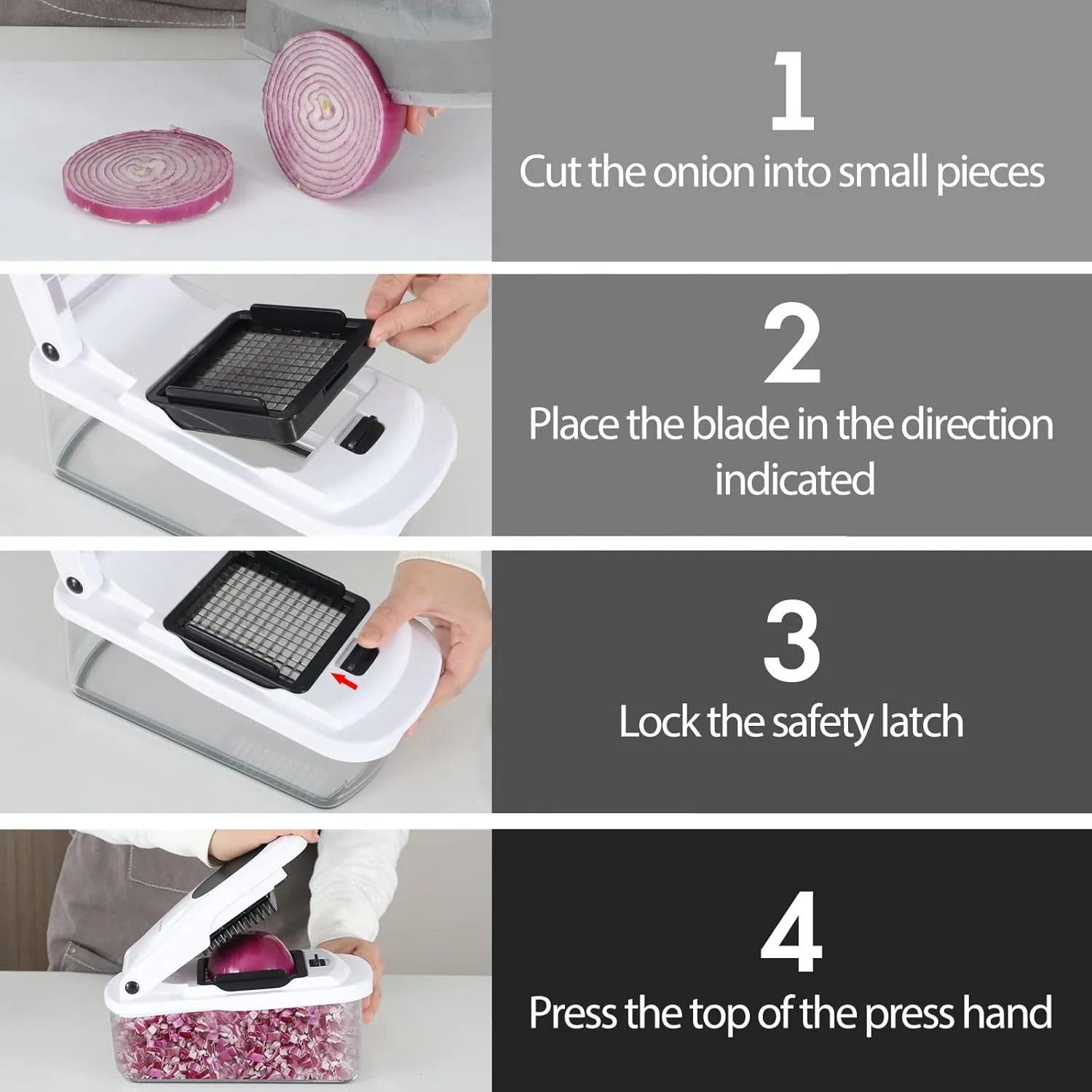 Cambom Vegetable Chopper With Container, Multifunctional Food Chopper Onion & Vegetable Cutter Dicer With 8 Blades, Carrot & Veggie Slicer 2 Blades