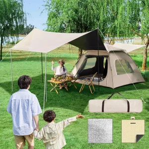 Camping Tent, 2 in 1 Pop up Tent 4-9 Person Family Dome Tent Canopy Waterproof Windproof with 2 Doors 2 Window, Easy Setup for Family Hiking and Backpacking,4-6People