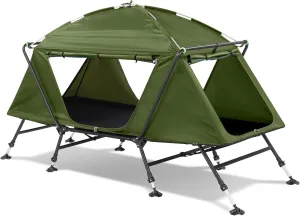 Camping Tent w/Integrated Cot, Sturdy and Durable, Foldable Waterproof Rain Shelter Changing Tent, 4-Season, 1-Person, Quick Setup, Portable Privacy Tents for Hiking & Camping Load-Bearing 396 LBS