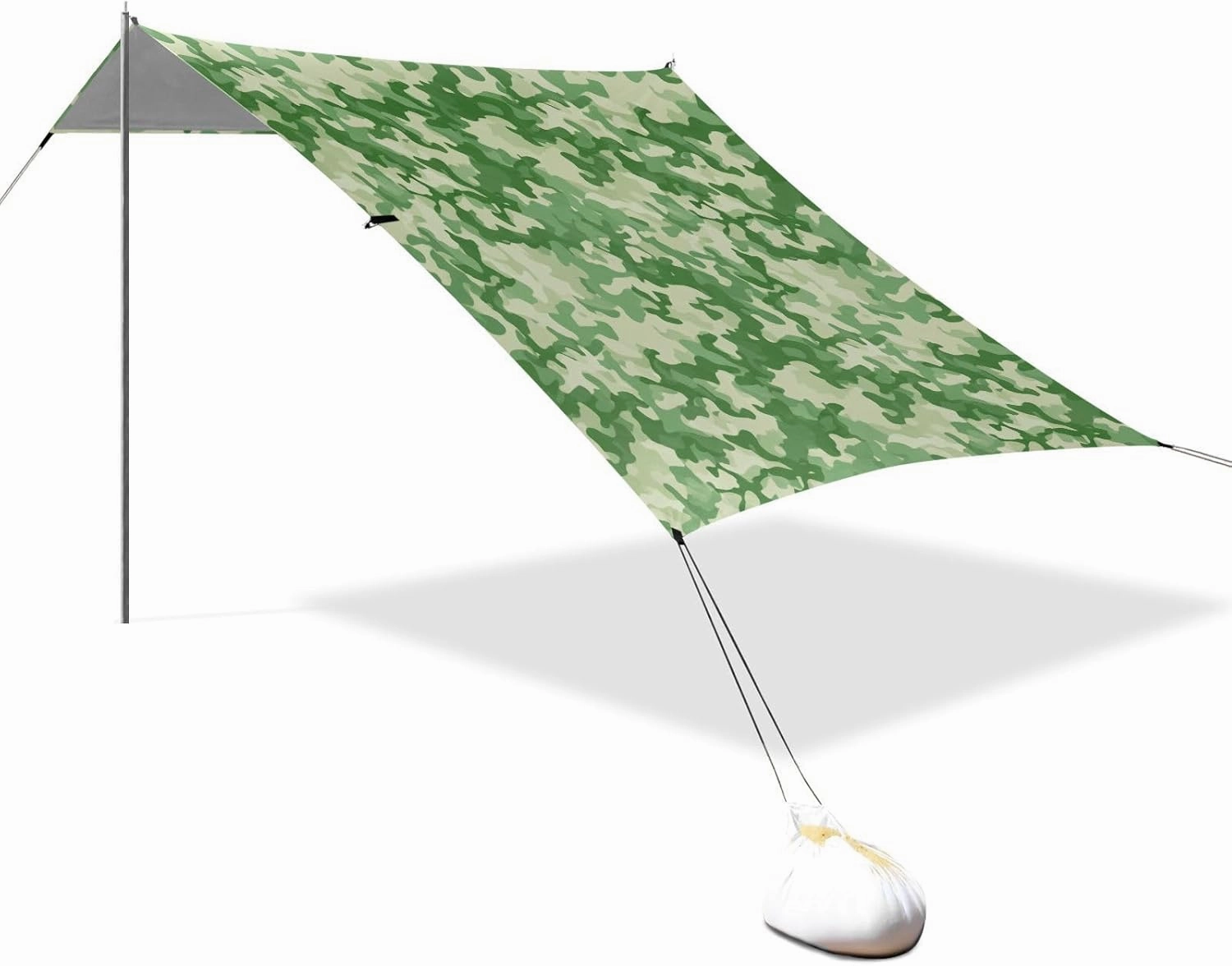 Canopy Tent Beach 9.2 × 10.5 FT Patio Sun Shade Outdoor Camouflage Shapes Green Print Sand Camping Sun Shelter Windproof with Sand Anchor Poles