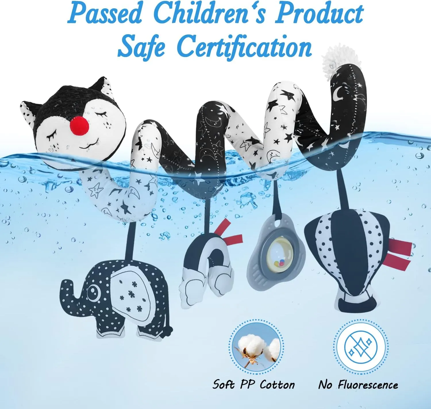 Car Seat Toys for Babies 0-6 Months, High Contrast Black and White Spiral Stroller Toys for Infants, Ideal Gift