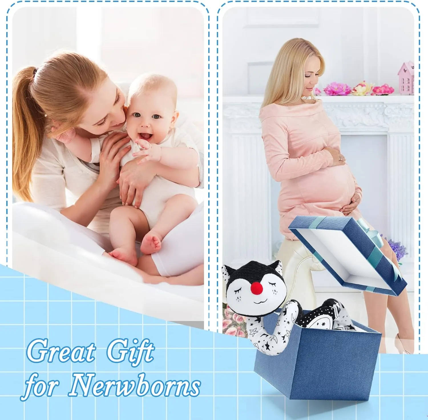Car Seat Toys for Babies 0-6 Months, High Contrast Black and White Spiral Stroller Toys for Infants, Ideal Gift