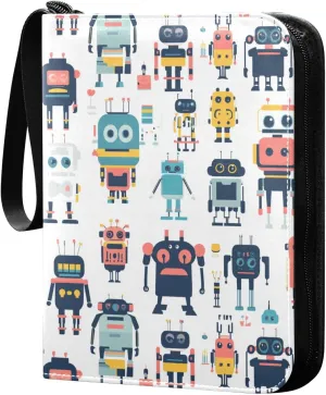 card album card holder with double sided removable sleeves for game, baseball cards collection Simple Robots Cartoon