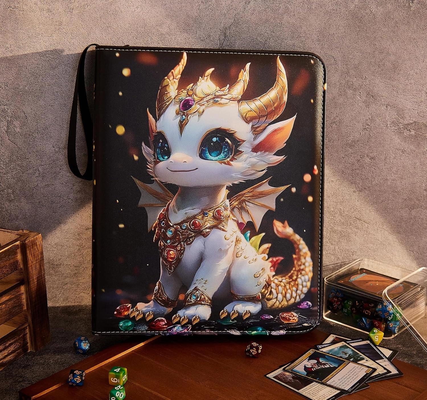 Card Binder 4 Pocket with 50 Removable Sleeves, 400 Cards Storage Holder for Game Cards, TCG, Sports Cards, Trading Card Binder Collection Gifts for Boys and Girls, Dragon Design Card Binder Album