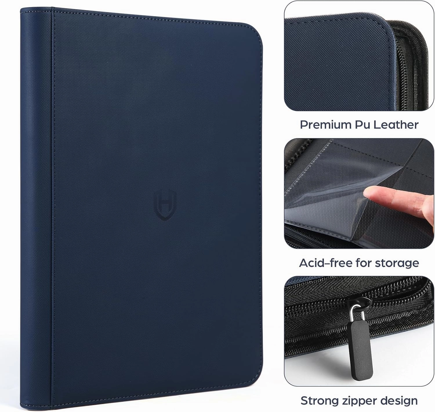 Card Binder 9 Pocket with Zipper, 648 Pockets Trading Card Holder Book, Premium PU Cover Zip Folder Binder, Side Loading Carrying Case Binder Album for TCG, MTG, Sports Cards, Game Cards (Blue)