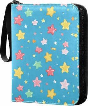 card holder case with double sided removable sleeves for game, baseball cards collection Star Colorful