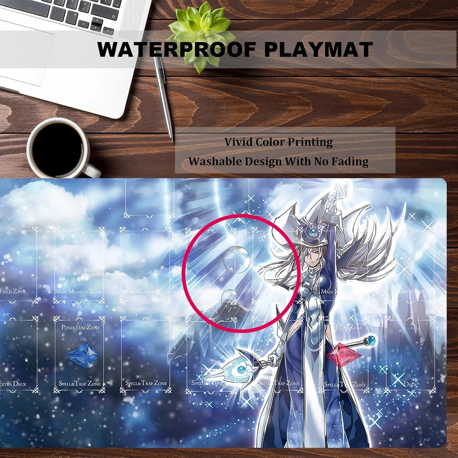 Card Rubber Mat Duel Mat Gaming Competition Pad Binder Deck 23.6x13.7in (Silent Magician)