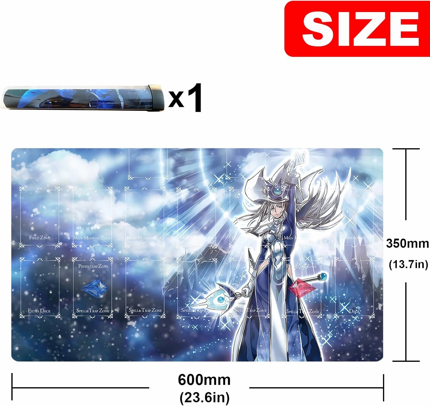 Card Rubber Mat Duel Mat Gaming Competition Pad Binder Deck 23.6x13.7in (Silent Magician)