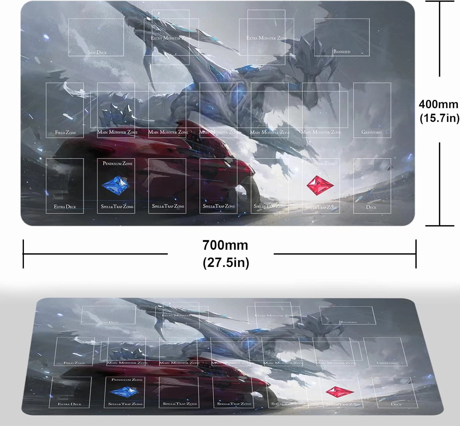 Card Rubber Mat Duel Mat Gaming Competition Pad Mat Card Binder Deck 27.5x15.7in (Stardust Dragon)