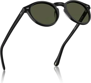 CARFIA Round Acetate Mens Sunglasses Polarized UV Protection Classic Retro Sun Glasses CA5289L